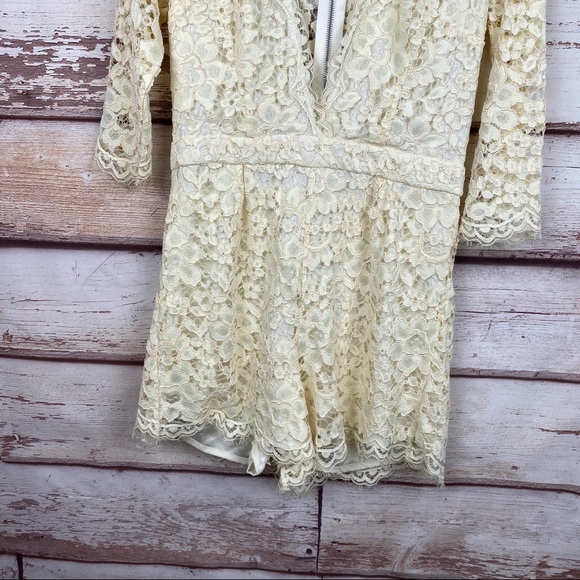 NBD Revolve Warren Ivory Lace Romper - Picture 4 of 14